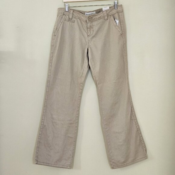 Aeropostale Pants Womens 13/14R Beige Cotton Pockets Flared Stretch Y2K Grunge - Picture 15 of 16